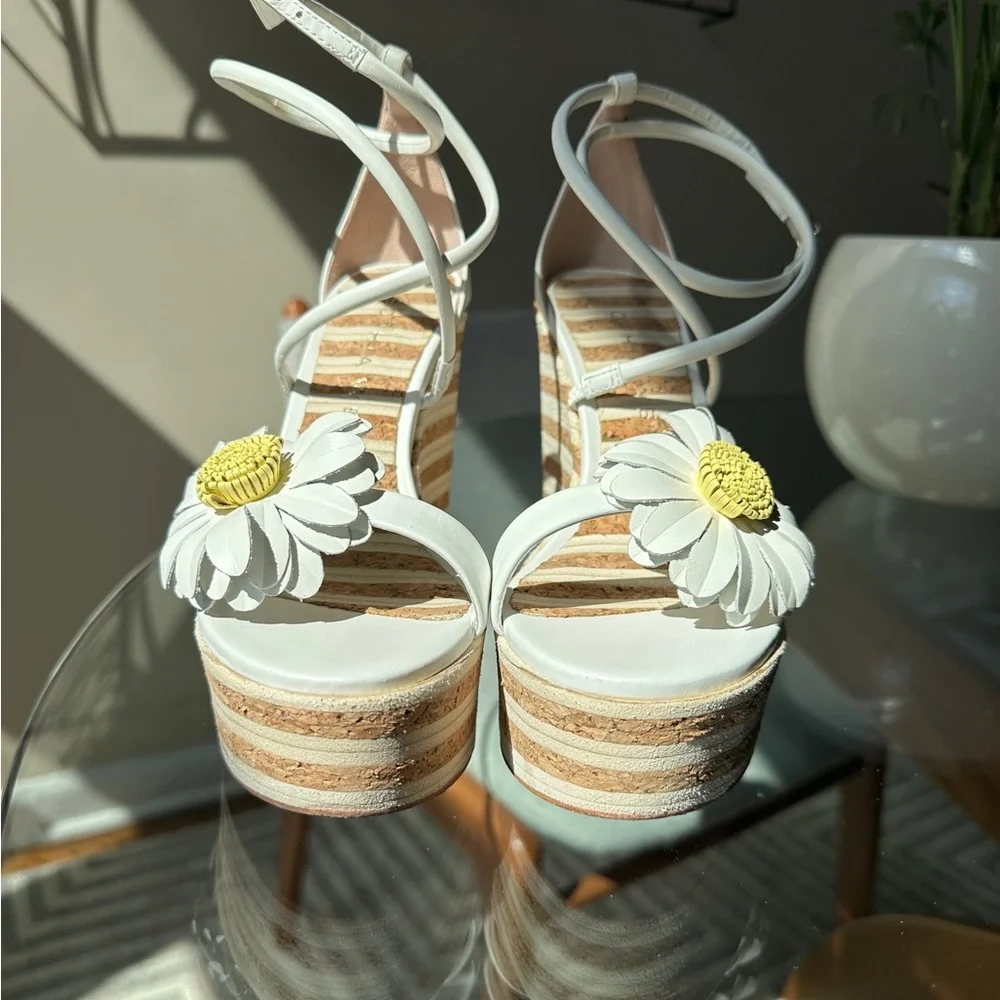 Sophia Webster Margarita 140MM Leather Cork Wedge Sandals 38 - Picture 9 of 9